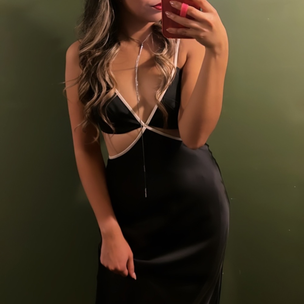 Open back long silk dress